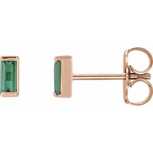 14K Rose Natural Green Tourmaline Channel-Set Earrings Siddiqui Jewelers