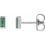 Platinum Natural Green Tourmaline Channel-Set Earrings Siddiqui Jewelers