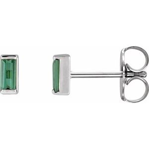 Platinum Natural Green Tourmaline Channel-Set Earrings Siddiqui Jewelers