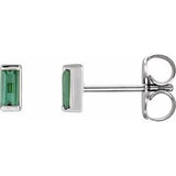 14K White Natural Green Tourmaline Channel-Set Earrings Siddiqui Jewelers