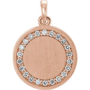 14K Rose 1/5 CTW Diamond Engravable Pendant - Siddiqui Jewelers