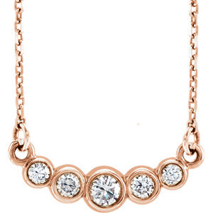 14K Rose Graduated Bezel-Set 1/5 CTW Diamond 16-18" Necklace - Siddiqui Jewelers