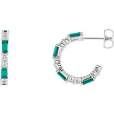 14K White Chatham® Created Emerald & 1/2 CTW Diamond Earrings - Siddiqui Jewelers