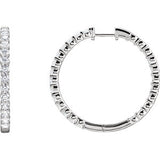 14K White 3 CTW Lab-Grown Diamond Inside-Outside Hinged 25 mm Hoop Earrings - Siddiqui Jewelers