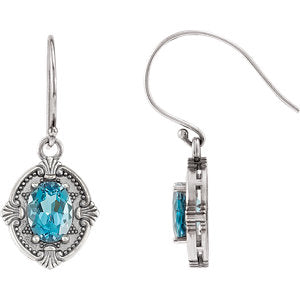Sterling Silver Swiss Blue Topaz Earrings - Siddiqui Jewelers
