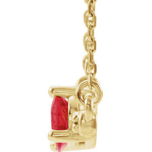 14K Yellow Chatham® Lab-Created Ruby & 1/10 CTW Diamond Bar 18" Necklace - Siddiqui Jewelers
