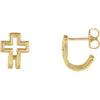 14K Yellow Open Cross J-Hoop Earrings - Siddiqui Jewelers