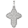 14K White 19x13.7 mm Ornate Leaf Cross Pendant - Siddiqui Jewelers