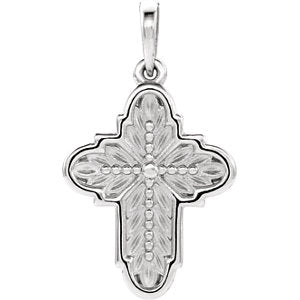 Sterling Silver 19x13.7 mm Ornate Leaf Cross Pendant - Siddiqui Jewelers