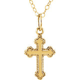 14K Yellow 16x10 mm Youth Cross 15" Necklace - Siddiqui Jewelers