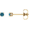 14K Yellow 2.5 mm Round Blue Zircon Earrings - Siddiqui Jewelers