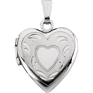 14K White 17.50x14.75 mm Heart Locket - Siddiqui Jewelers