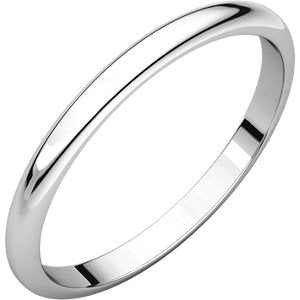10K White 2 mm Half Round Band Size 9.5 - Siddiqui Jewelers