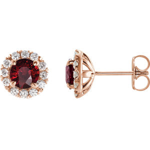 14K Rose Ruby & 1/3 CTW Diamond Earrings - Siddiqui Jewelers