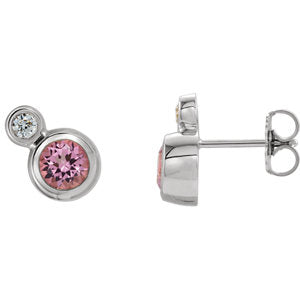 14K White Pink Tourmaline & .03 CTW Diamond Earrings - Siddiqui Jewelers