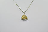 Faint Yellow Trillion Cut Diamond Necklace in 18K Two-tone Gold - Siddiqui Jewelers