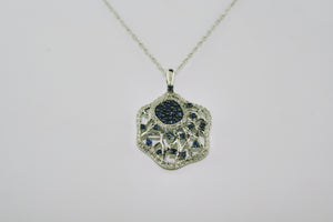 Sapphire and Diamond Necklace Set in 14K White Gold - Siddiqui Jewelers