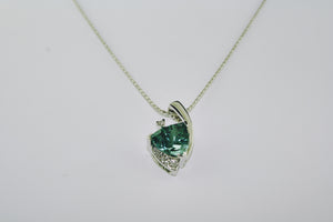 Green Spinel and Diamond Necklace in 14K White Gold - Siddiqui Jewelers