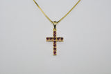 Ruby Cross Necklace Set in 18K Yellow Gold - Siddiqui Jewelers