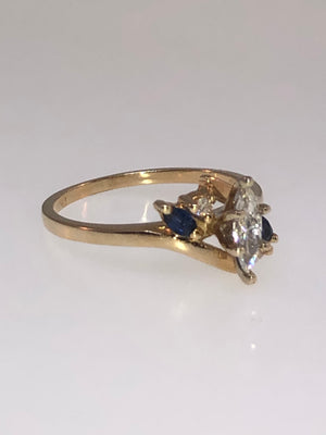 14K Yellow Gold Diamond and Sapphire Ring - Siddiqui Jewelers