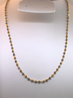 22K Two-tone Gold Beaded Necklace 22" - Siddiqui Jewelers