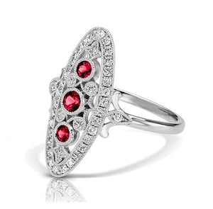 14K White Gold Ruby & Diamond Fashion Ring - Siddiqui Jewelers