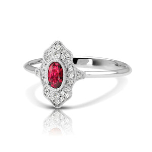 14K White Gold Ruby and Diamond Ring - Siddiqui Jewelers