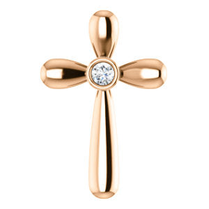 14K Rose .10 CT Diamond Cross Pendant - Siddiqui Jewelers