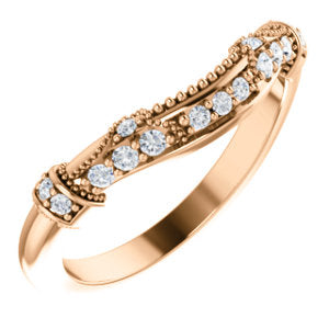 14K Rose 1/6 CTW Diamond Vintage-Inspired Matching Band - Siddiqui Jewelers