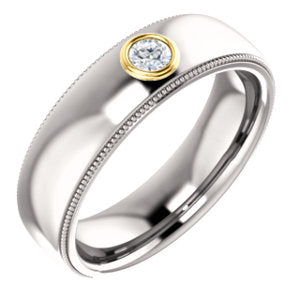 14K White & Yellow 1/6 CTW Men's Diamond Ring - Siddiqui Jewelers
