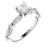 14K White 4.5 mm Square I2 Engagement Ring - Siddiqui Jewelers