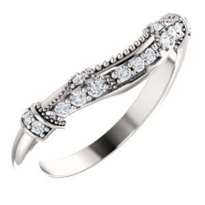 14K White 1/6 CTW Diamond Vintage-Inspired Matching Band - Siddiqui Jewelers