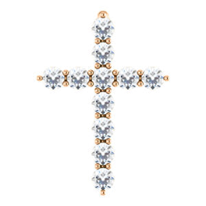 14K Rose 14.6x10.5 mm 1/4 CTW Diamond Cross Pendant - Siddiqui Jewelers