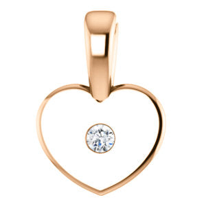 14K Rose .01 CT Diamond Youth Heart Pendant - Siddiqui Jewelers