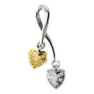 14K White & Yellow .08 CTW Diamond Double Heart Pendant - Siddiqui Jewelers