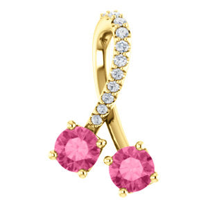 14K Yellow Pink Tourmaline & .05 CTW Diamond Pendant - Siddiqui Jewelers