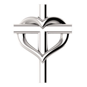 14K White Youth Cross with Heart Pendant - Siddiqui Jewelers