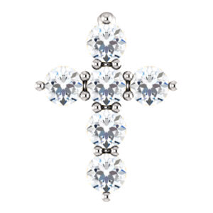 14K White 8.7x6.6 mm 1/6 CTW Diamond Cross Pendant - Siddiqui Jewelers