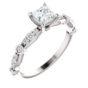 10K White 4.5 mm Square I2 Engagement Ring - Siddiqui Jewelers