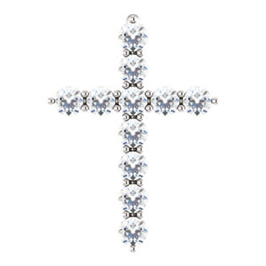 14K White 14.6x10.5 mm 1/4 CTW Diamond Cross Pendant - Siddiqui Jewelers