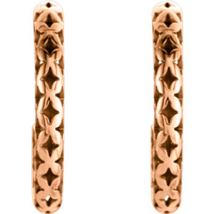 14K Rose 19.5x2.7 mm Pierced Style J-Hoop Earrings - Siddiqui Jewelers