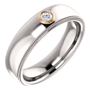 14K White & Rose 1/10 CTW Men's Diamond Ring - Siddiqui Jewelers