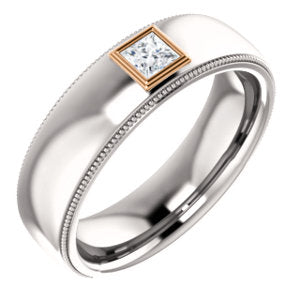 14K White & Rose 1/4 CTW Men's Diamond Ring - Siddiqui Jewelers