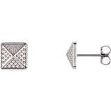 14K White Granulated Pyramid Earrings - Siddiqui Jewelers