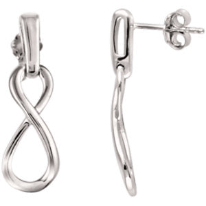 14K White Infinity-Inspired Dangle Earrings - Siddiqui Jewelers