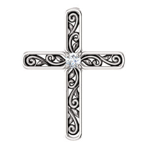 14K White .03 CTW Diamond Cross Pendant - Siddiqui Jewelers