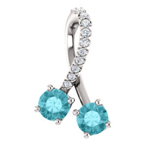 14K White Blue Zircon & .05 CTW Diamond Pendant - Siddiqui Jewelers
