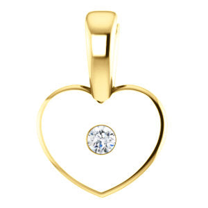 14K Yellow .01 CT Diamond Youth Heart Pendant - Siddiqui Jewelers