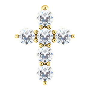 14K Yellow 8.7x6.6 mm 1/6 CTW Diamond Cross Pendant - Siddiqui Jewelers