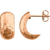 14K Rose Hammered Hoop Earrings - Siddiqui Jewelers